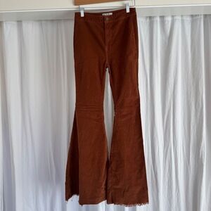 Free People Just Float On Flare Corduroy Pants Rust Brown Bell Bottom 27 OB61855